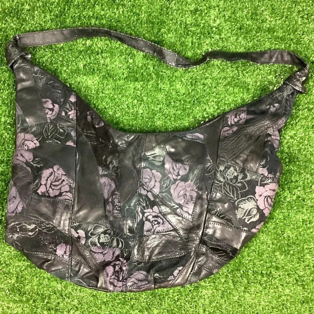 Vintage Leather Hobo Patchwork Bag